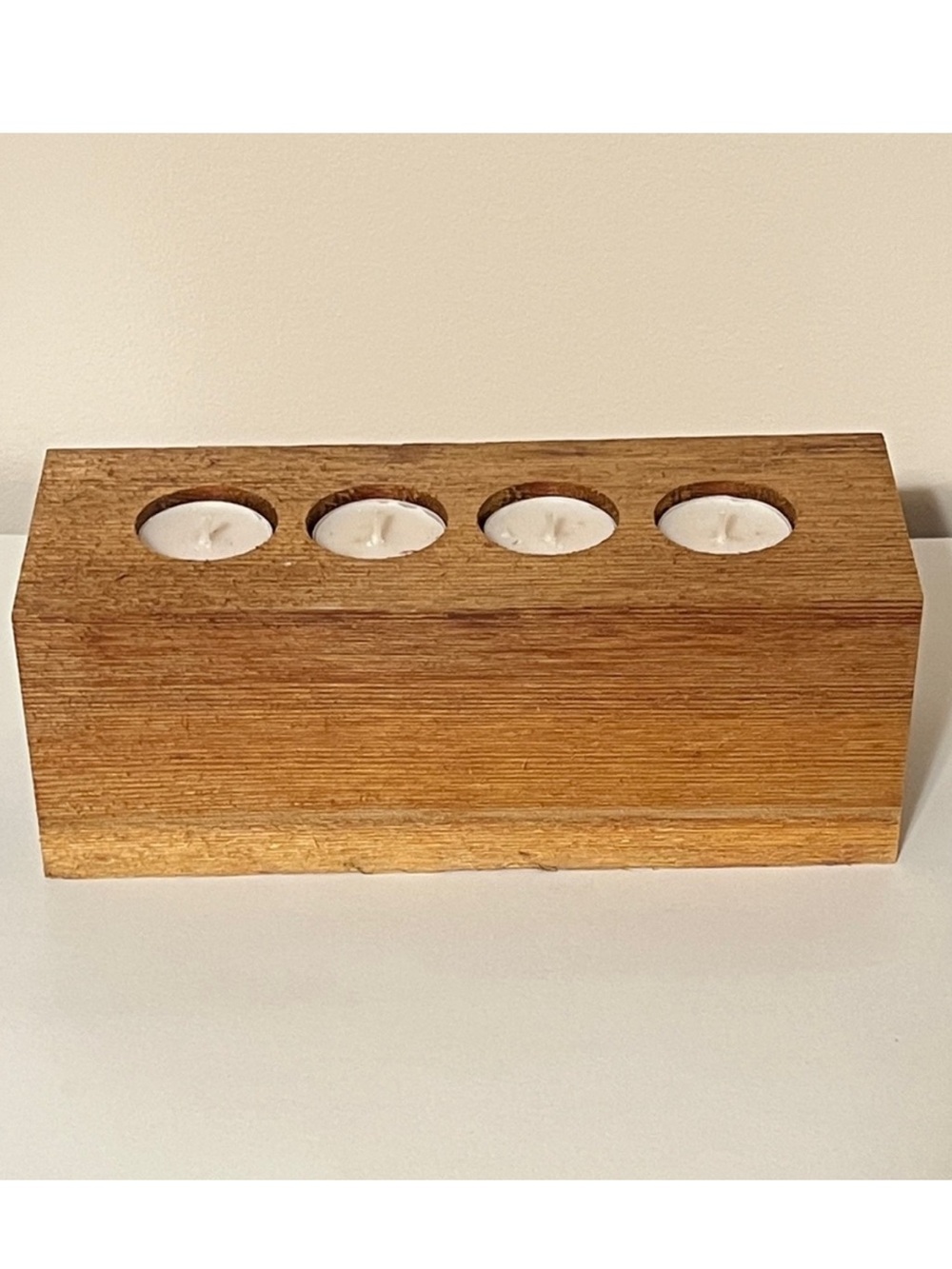 Wooden Real Natural Wood Tealight Candle Holder. Handmade. NWOT